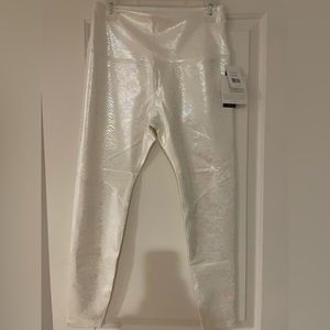 Beyond Yoga white metallic leggings size L